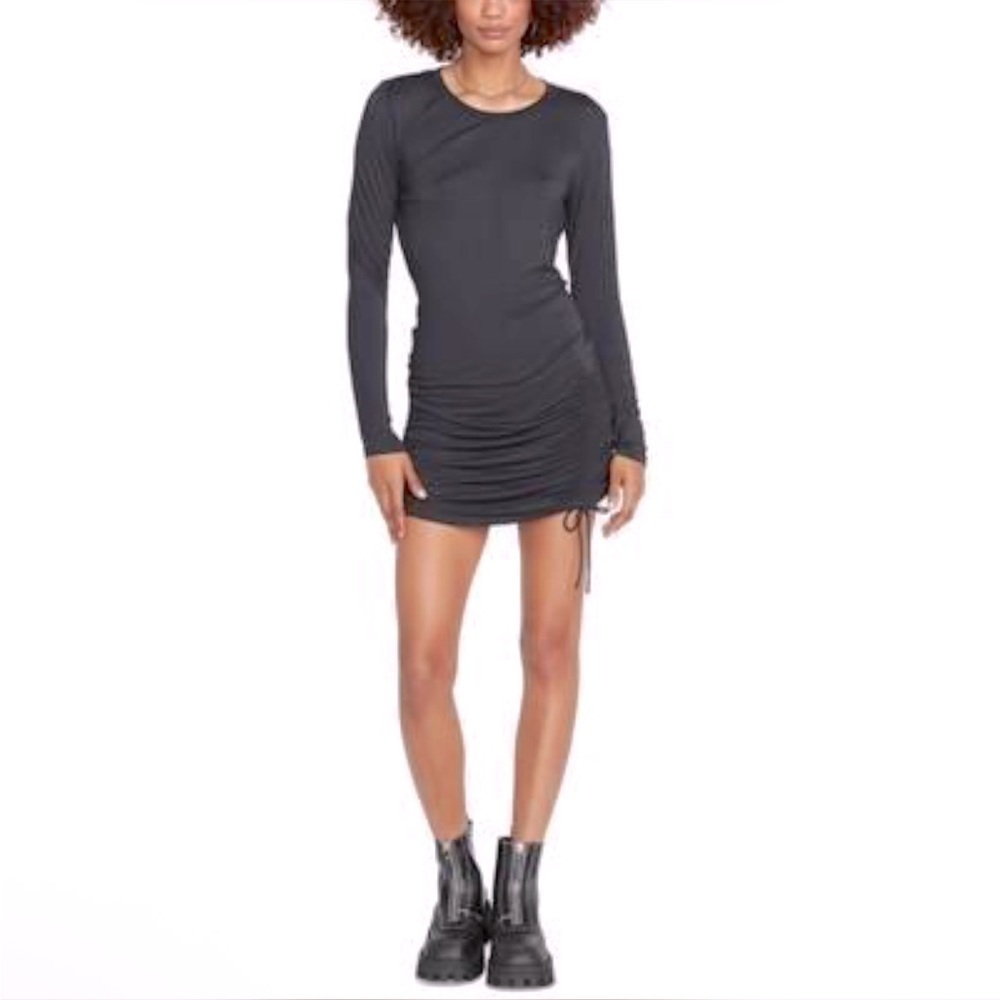 Volcom NEW Juniors Don’t Come At Me Cinche Dress Long Sleeve Black Dress, Sz S